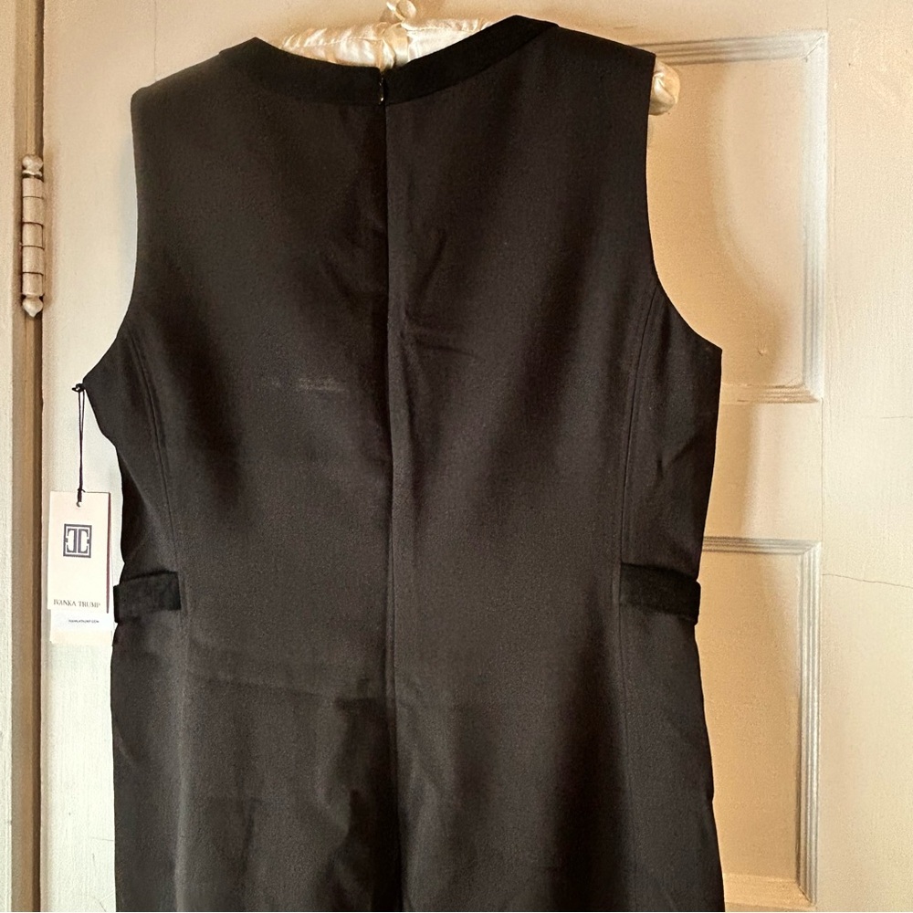 Ivanka Trump Black Sleeveless Cocktail Sheath Dress sz 12 Suede like Details NWT - Picture 3 of 8